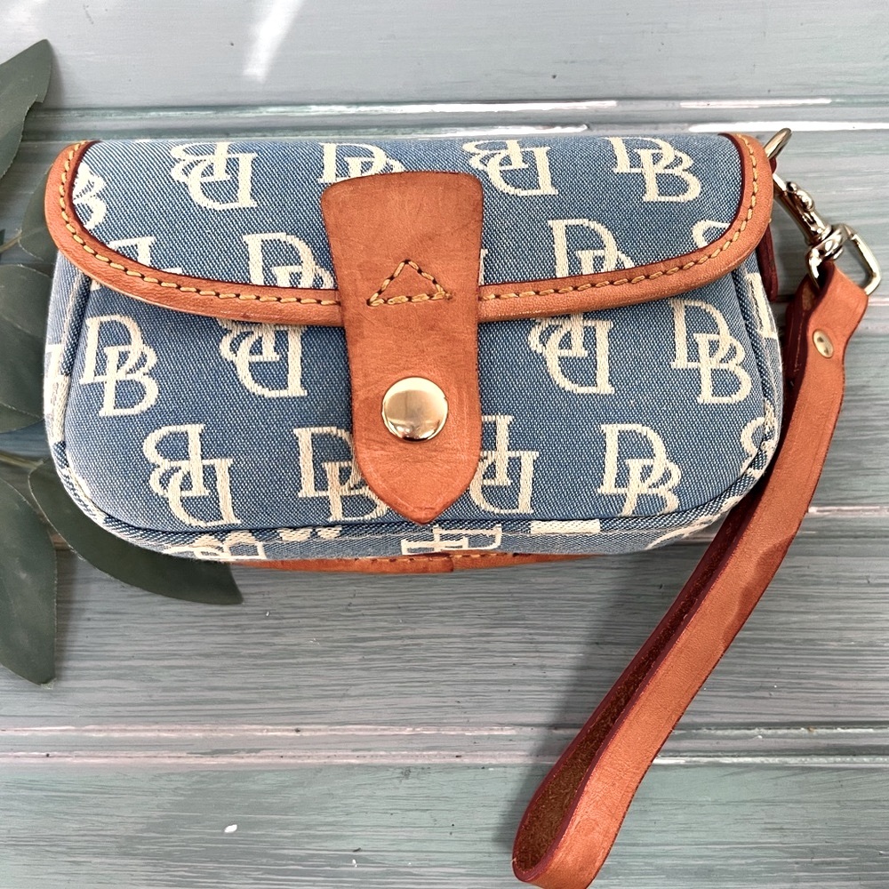 Dooney and Bourke Signature DG and Denim Wristlet